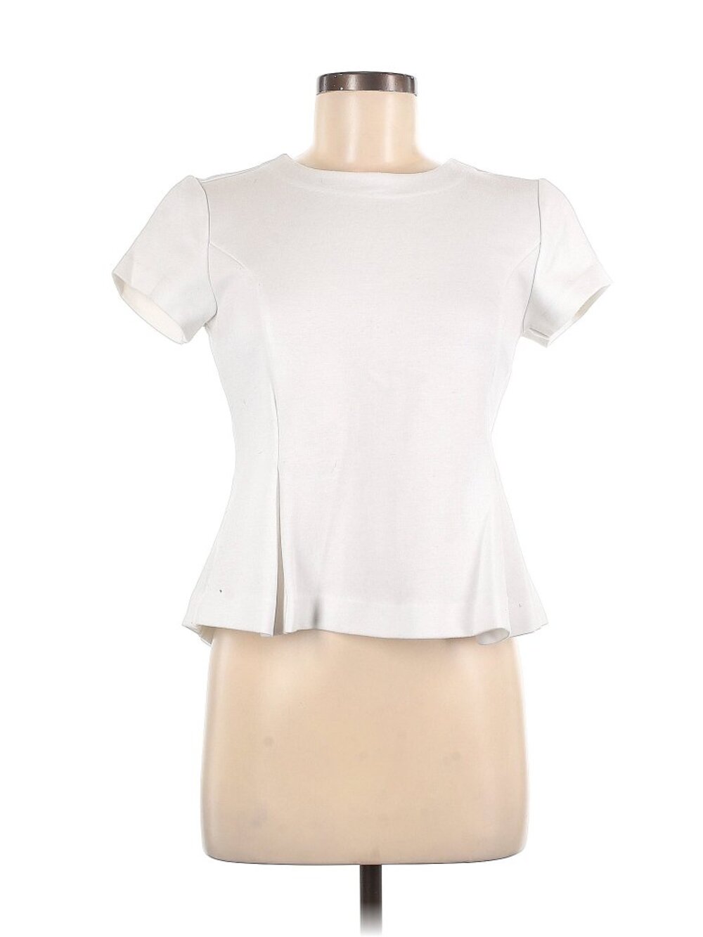 Ann Taylor Petite S White Peplum Short Sleeve Top